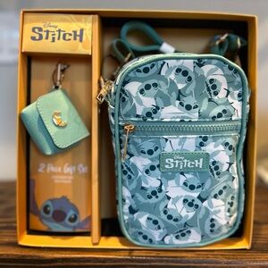 Disney Stitch 2 Piece Gift Set, Crossbody Handbag and Earbud Case w/ Clip, BNWT